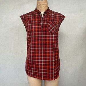 Vintage EUC 80s 90s Pendleton Plaid Sleeveless Back Button Up Shirt Sml Med
